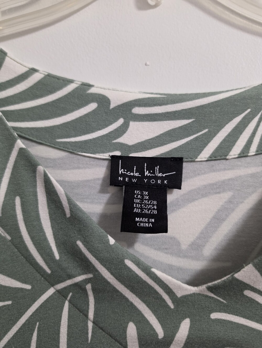Sage Green and White Tropical Midi Dress with Cinched Waist